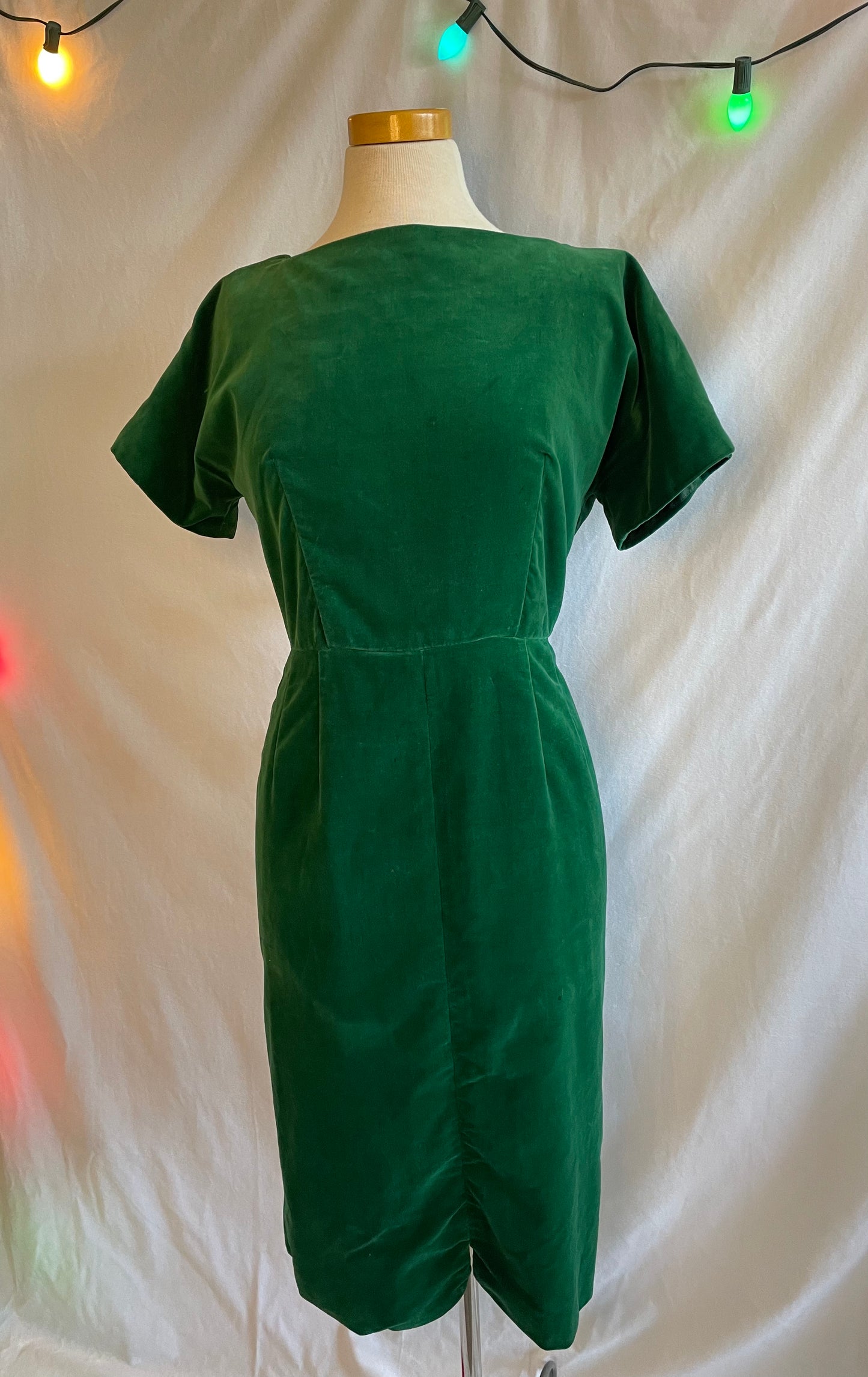 Vintage 60's Green Velvet Pencil Dress