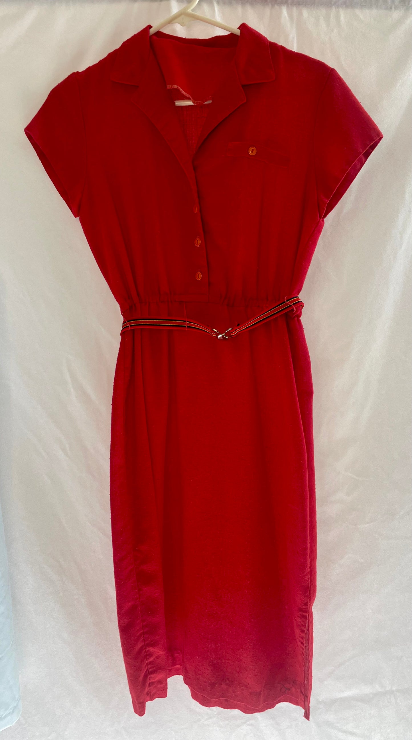 Vintage 1970's Red Dress with Belt