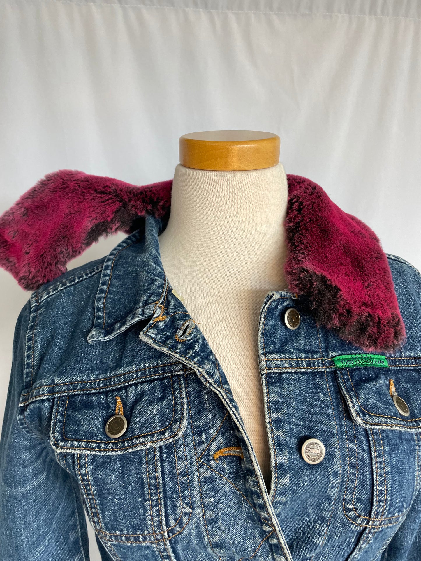 Vintage 90's Todd Oldham Faux Fur Denim Jacket