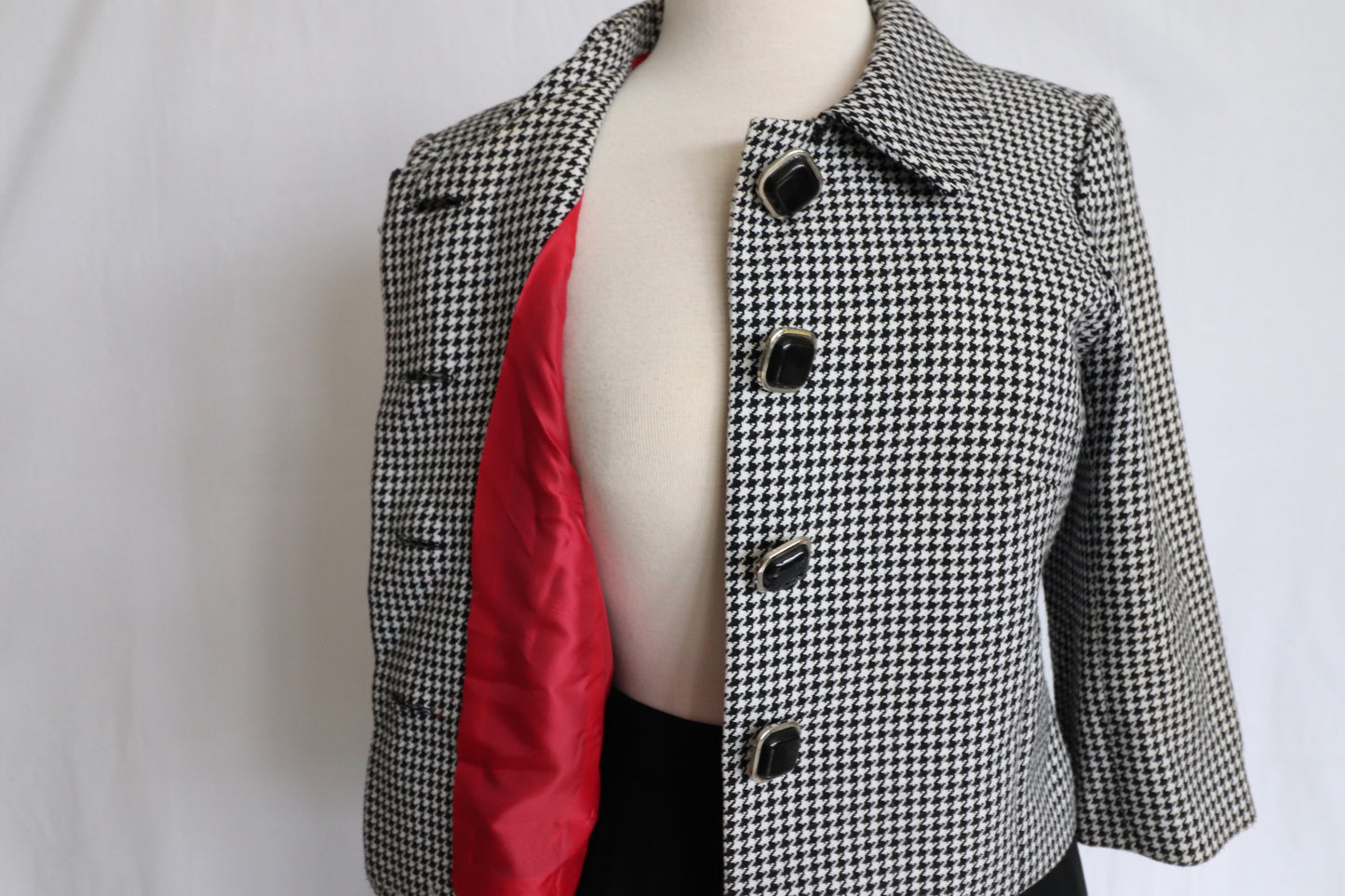 Vintage Houndstooth Jacket with Retro Buttons