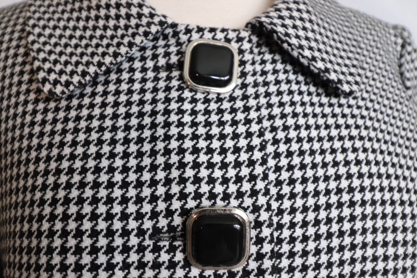 Vintage Houndstooth Jacket with Retro Buttons